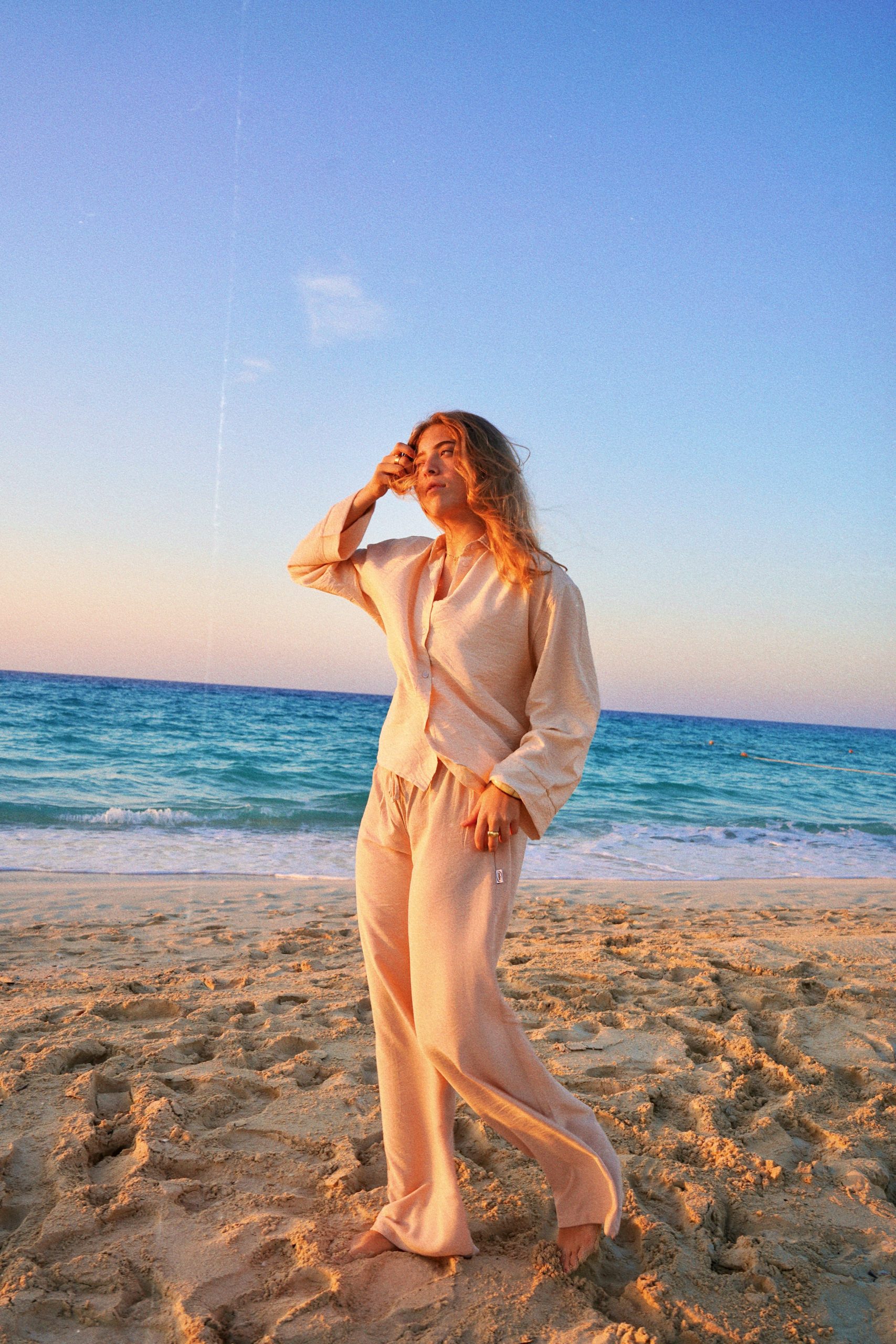 Womens Linen Shirt/Pants (Beige) - Image 6