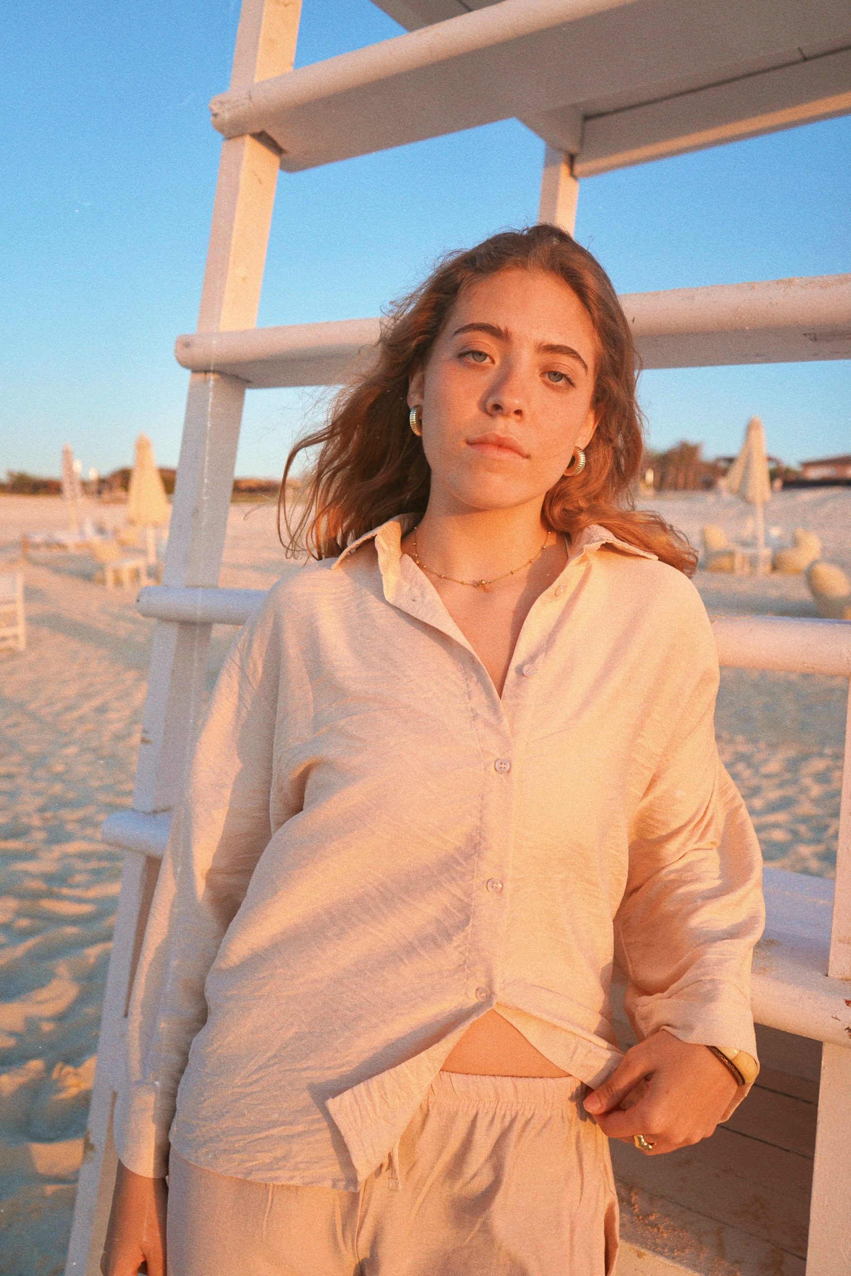 Womens Linen Shirt/Pants (Beige)