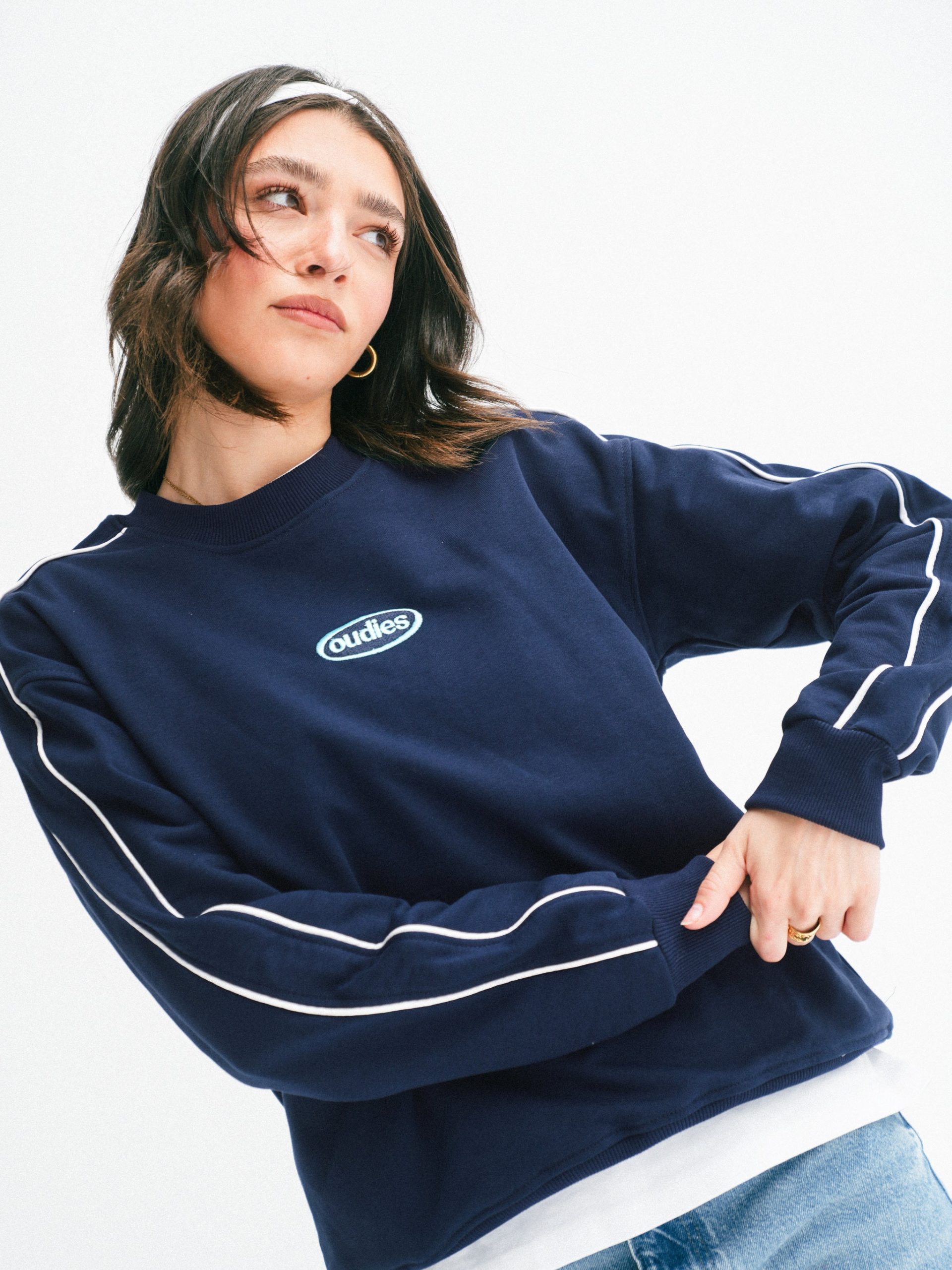 Track Lined Crew (Navy)