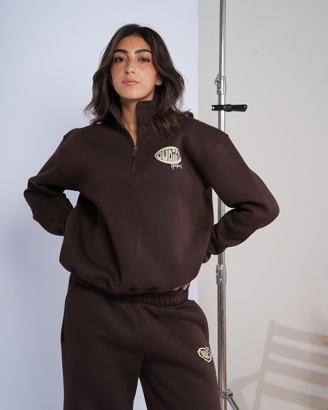 Oudies Studios Quarter-Zip (Brown) - Image 3