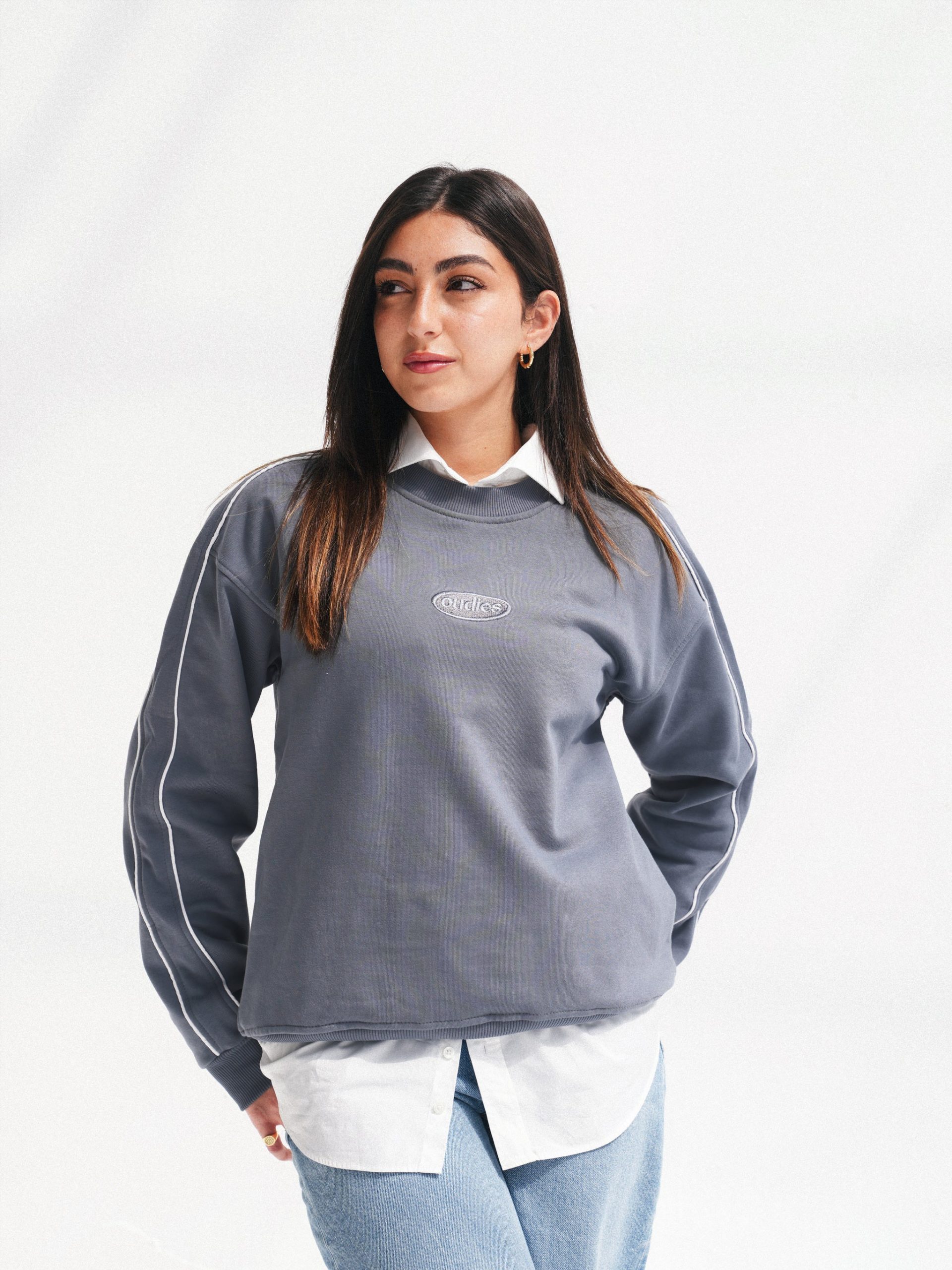 Track Lined Crew (Grey) - Image 4