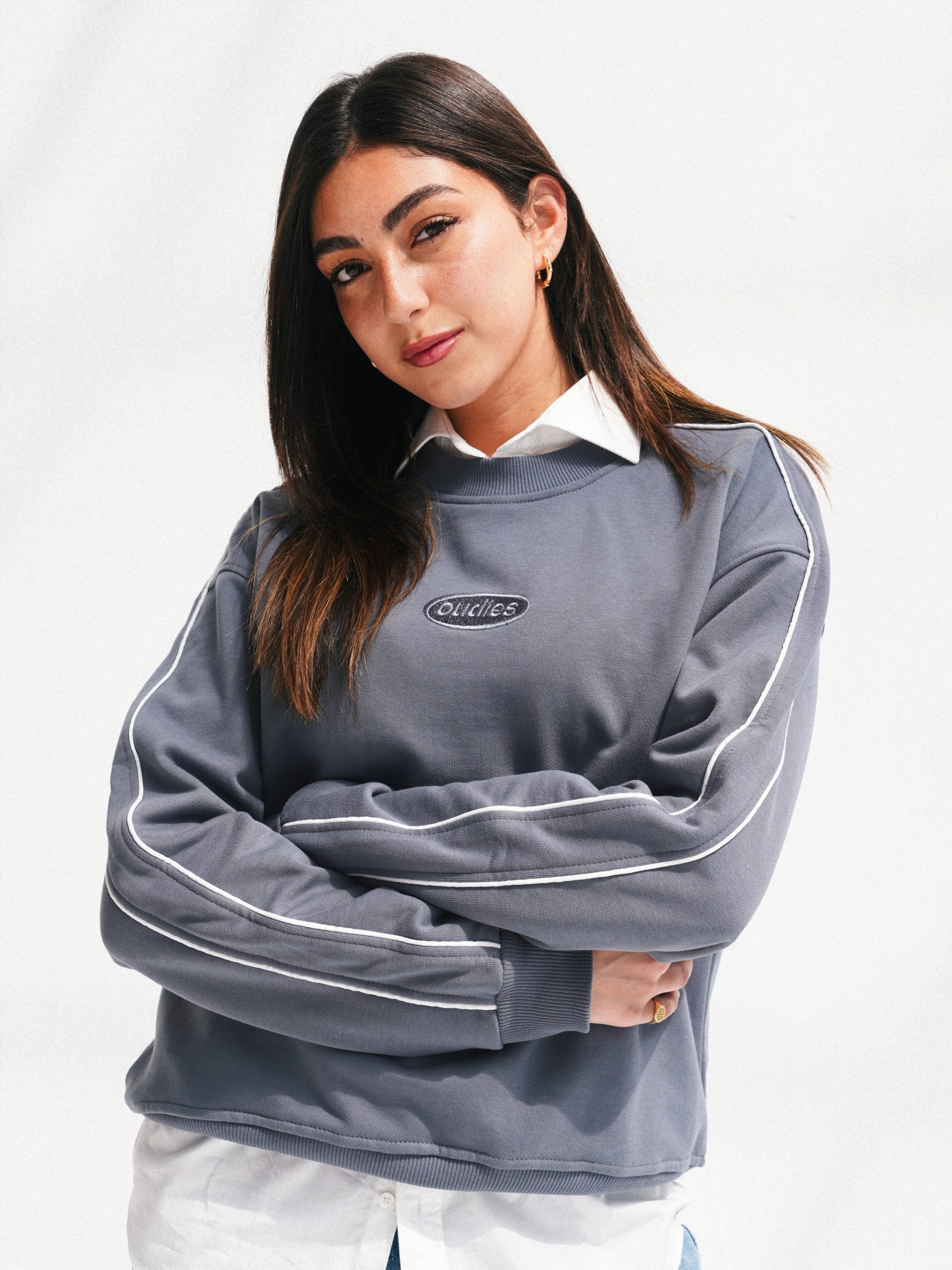 Track Lined Crew (Grey) - Image 3