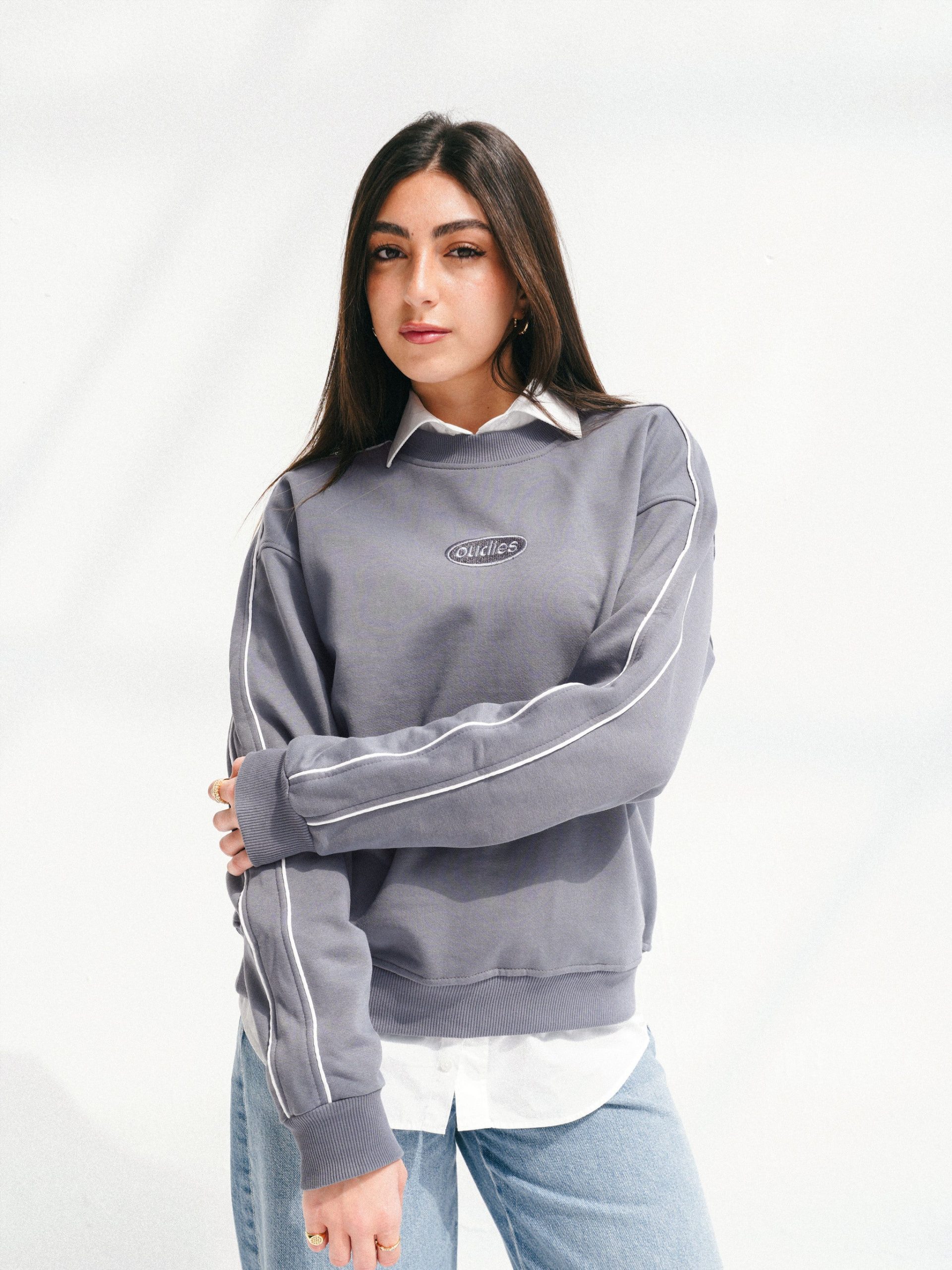 Track Lined Crew (Grey)