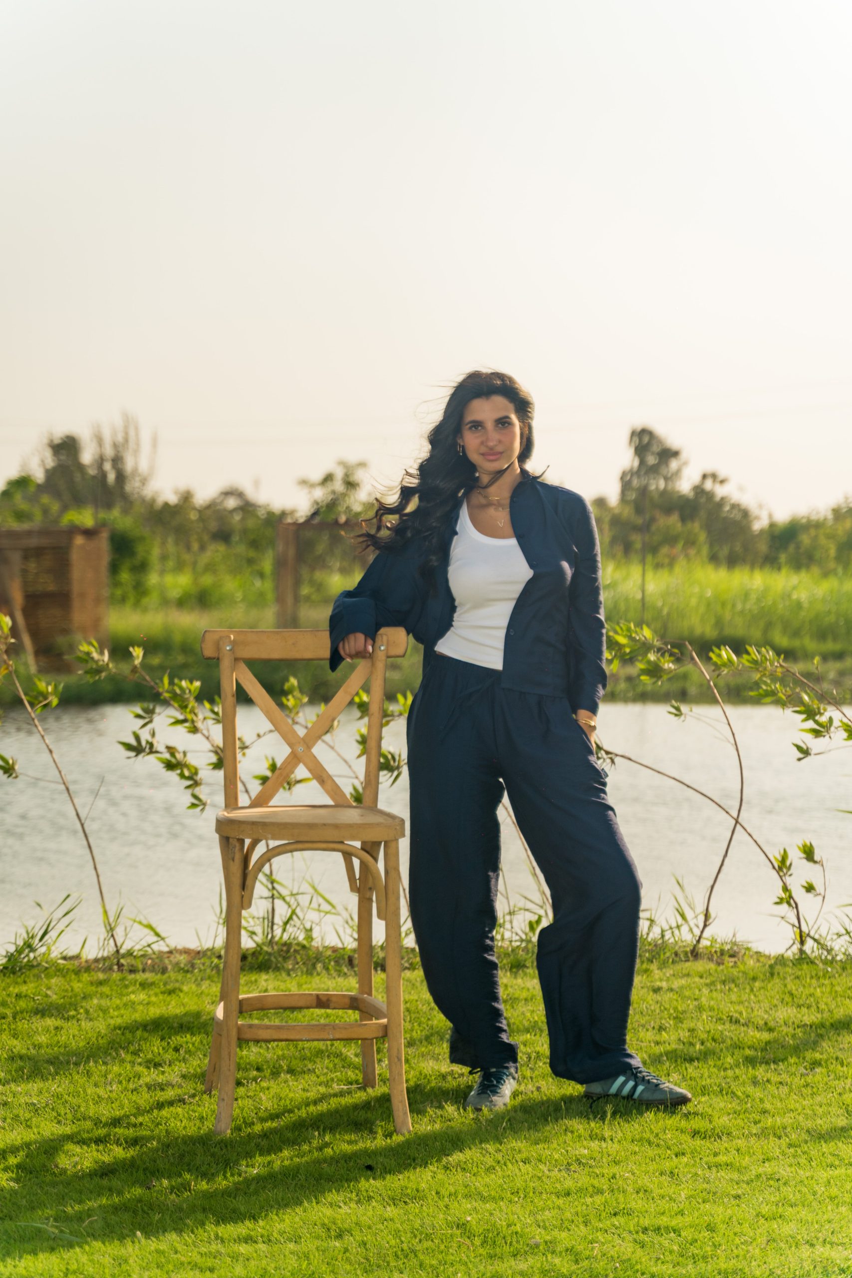 Womens Linen Shirt/Pants (Navy) - Image 2