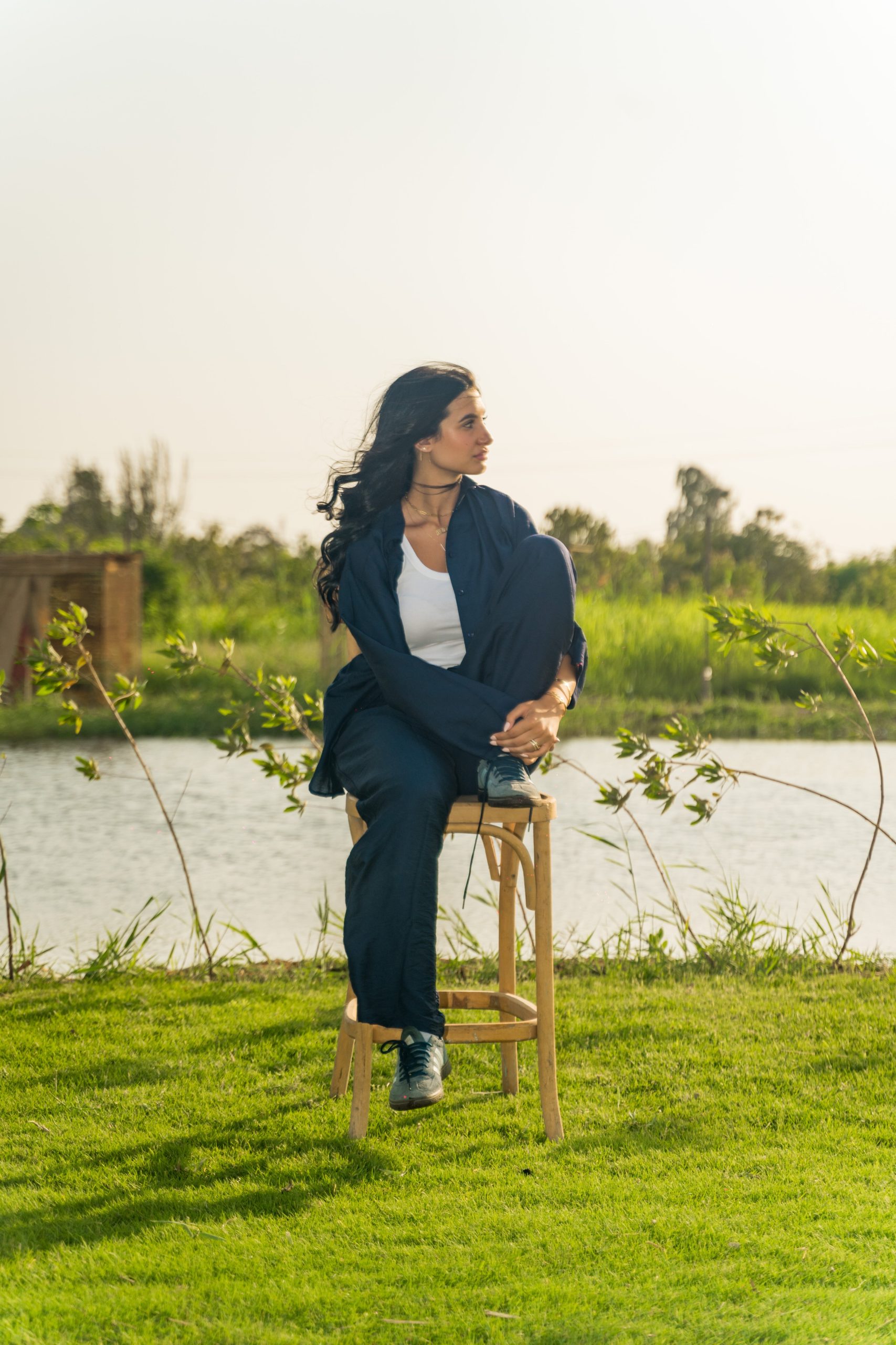 Womens Linen Shirt/Pants (Navy) - Image 3