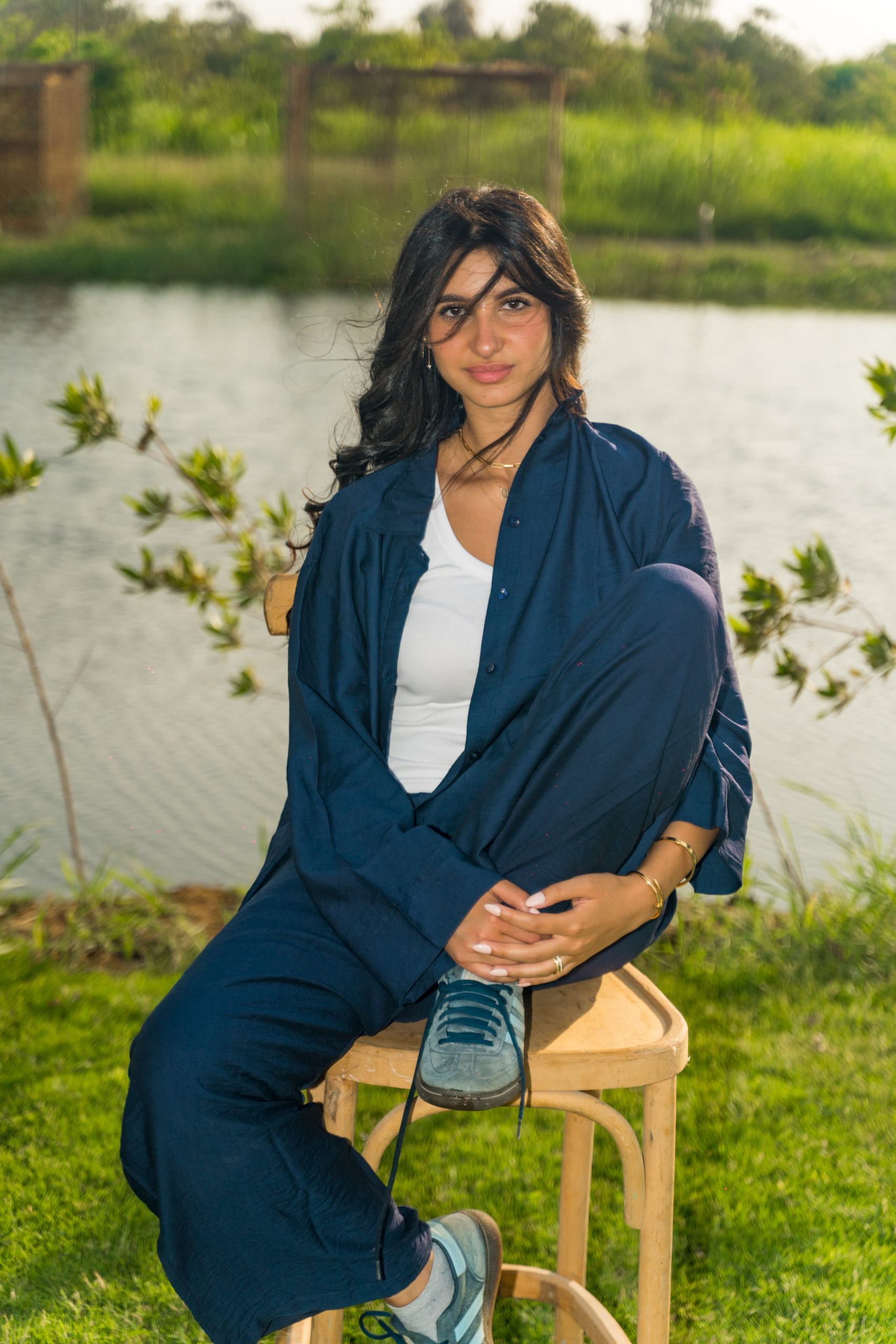 Womens Linen Shirt/Pants (Navy)