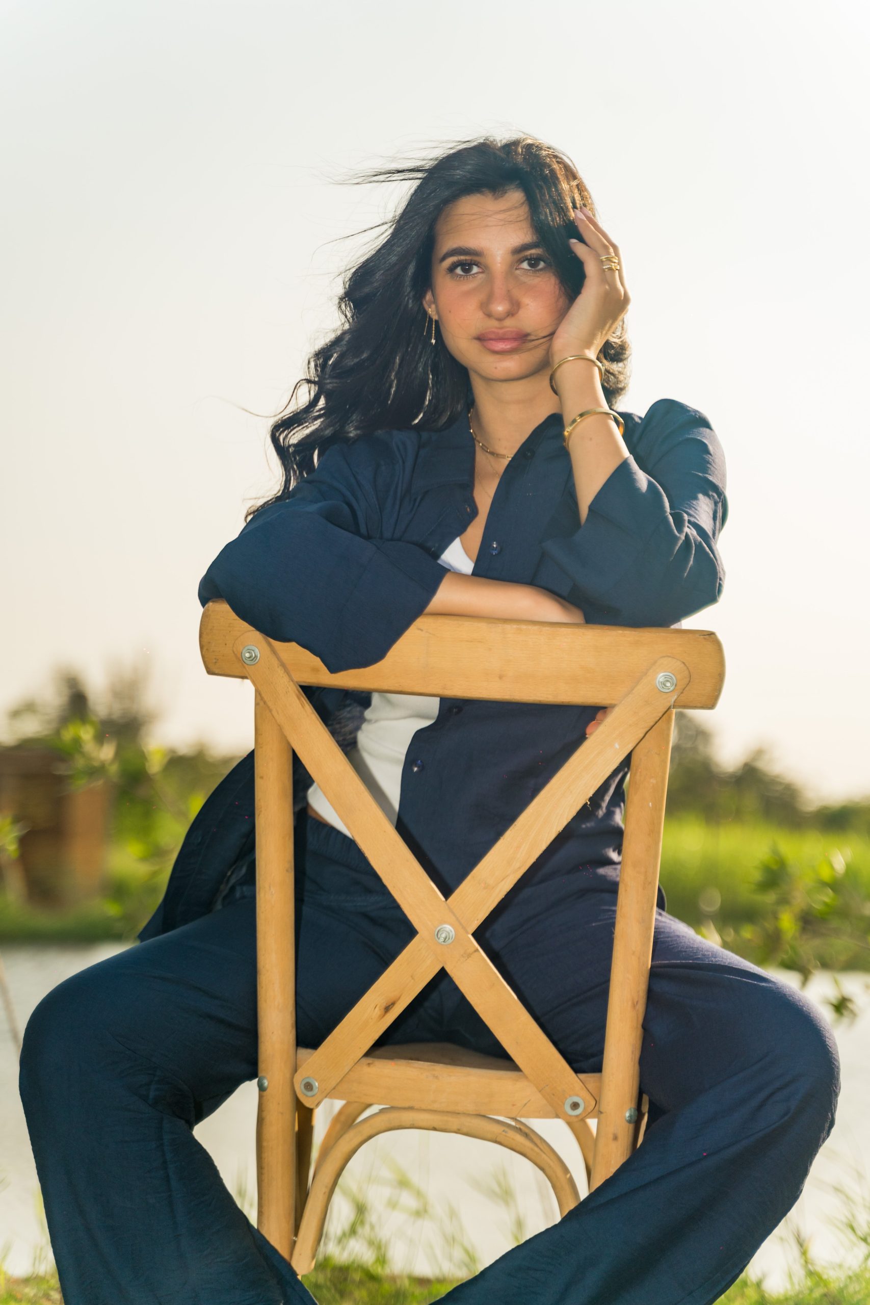 Womens Linen Shirt/Pants (Navy) - Image 6